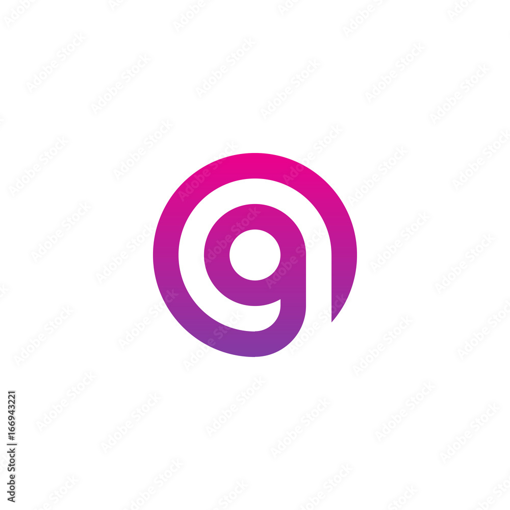 Initial letter og, go, g inside o, linked line circle shape logo, purple pink gradient color Initial letter og, go, g inside o, linked line circle shape logo, purple pink gradient color
