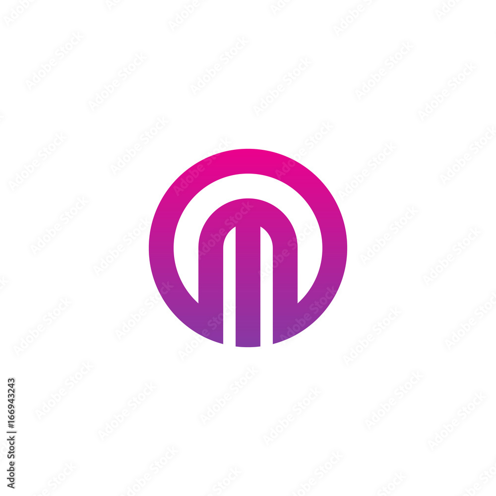 Initial letter om, mo, m inside o, linked line circle shape logo, purple pink gradient color Initial letter om, mo, m inside o, linked line circle shape logo, purple pink gradient color