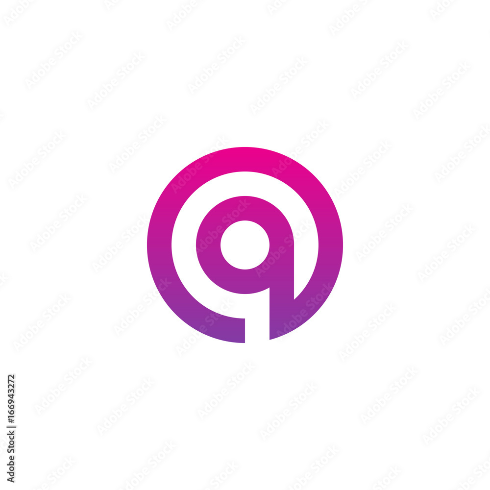 Initial letter oq, qo, q inside o, linked line circle shape logo, purple pink gradient color Initial letter oq, qo, q inside o, linked line circle shape logo, purple pink gradient color