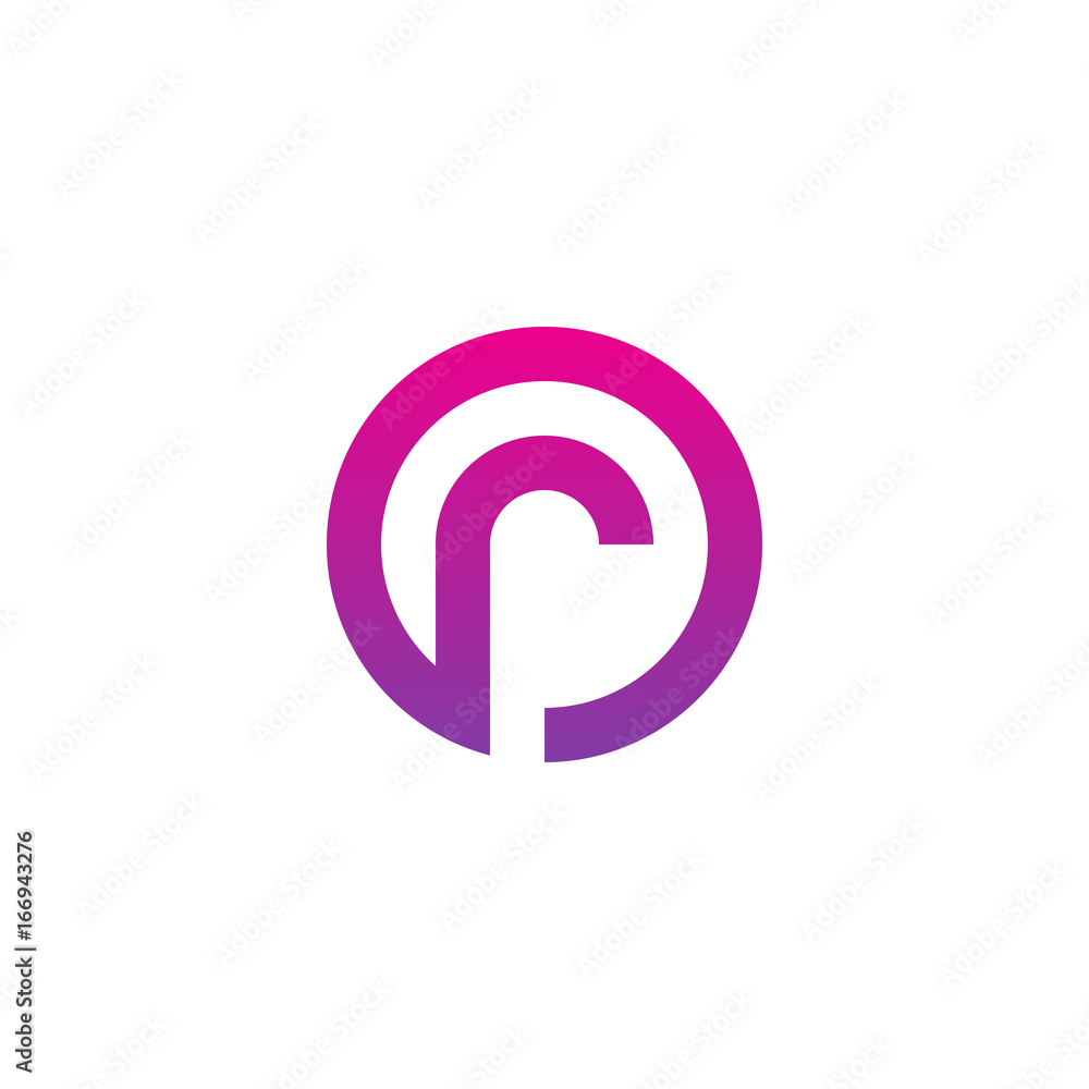 Initial letter or, ro, r inside o, linked line circle shape logo, purple pink gradient color