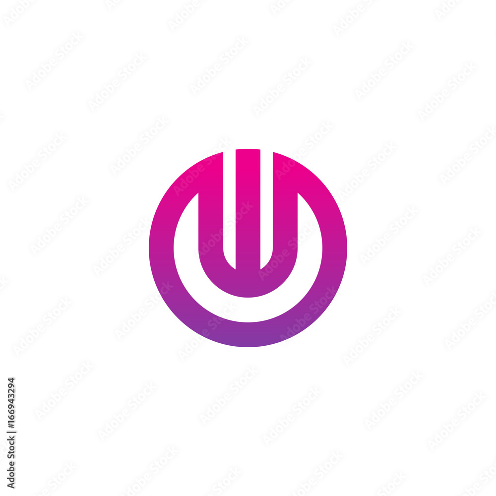 Initial letter ow, wo, w inside o, linked line circle shape logo, purple pink gradient color Initial letter ow, wo, w inside o, linked line circle shape logo, purple pink gradient color
