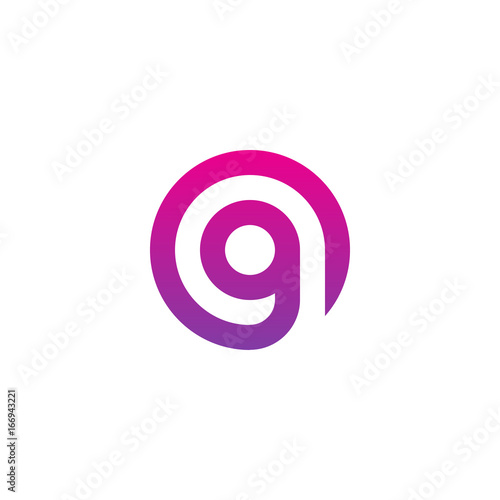 Initial letter og, go, g inside o, linked line circle shape logo, purple pink gradient color