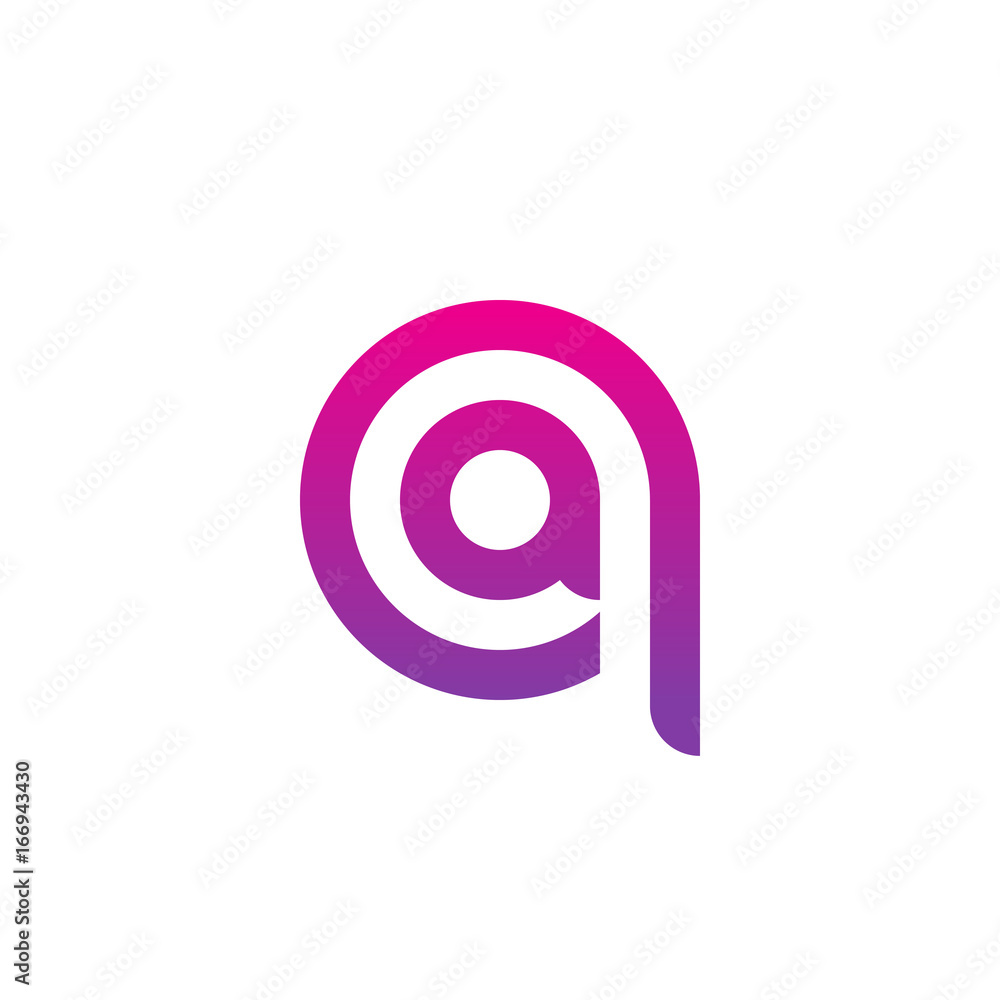 Initial letter qa, aq, a inside q, linked line circle shape logo, purple pink gradient color Initial letter qa, aq, a inside q, linked line circle shape logo, purple pink gradient color