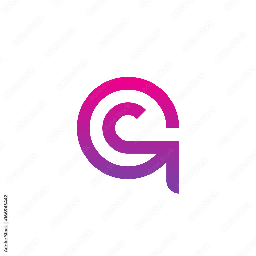 Initial letter qc, cq, c inside q, linked line circle shape logo, purple pink gradient color Initial letter qc, cq, c inside q, linked line circle shape logo, purple pink gradient color
