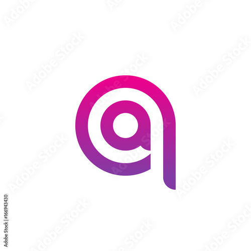 Initial letter qa, aq, a inside q, linked line circle shape logo, purple pink gradient color