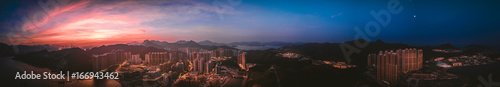 Aerial view of Hong Kong City at magic hour © YiuCheung