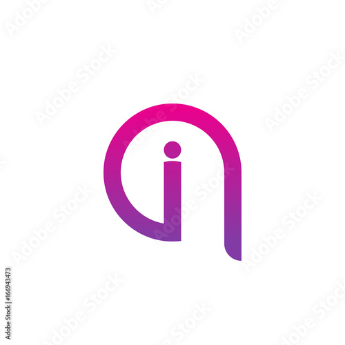 Initial letter qi, iq, i inside q, linked line circle shape logo, purple pink gradient color