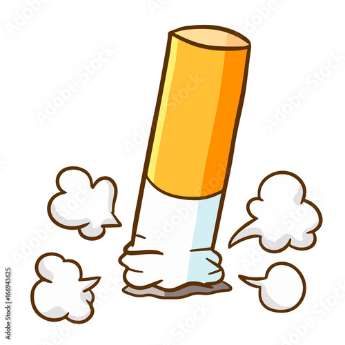 Funny cigarette get turned off in cartoon style - vector.