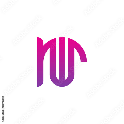 Initial letter rw  wr  w inside r  linked line circle shape logo  purple pink gradient color    