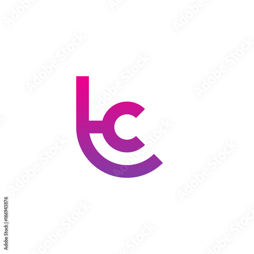 Initial letter tc, ct, c inside t, linked line circle shape logo, purple pink gradient color