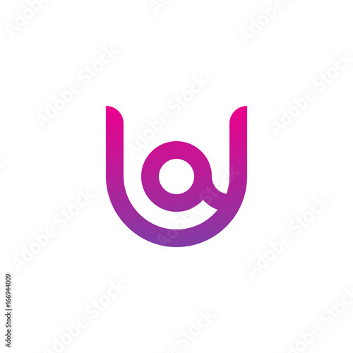 Initial letter ua, au, a inside u, linked line circle shape logo, purple pink gradient color