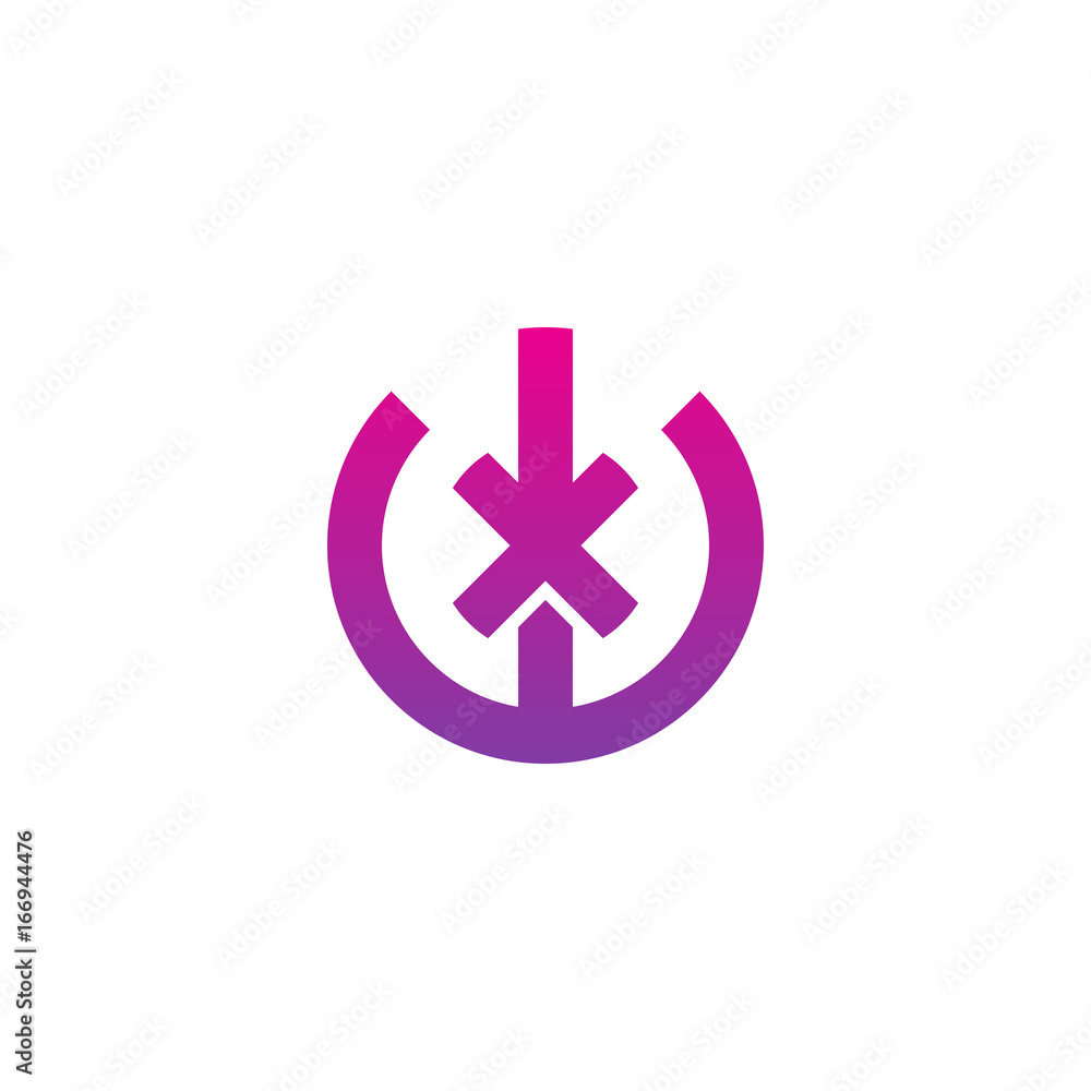 Fototapeta premium Initial letter wx, xw, x inside w, linked line circle shape logo, purple pink gradient color