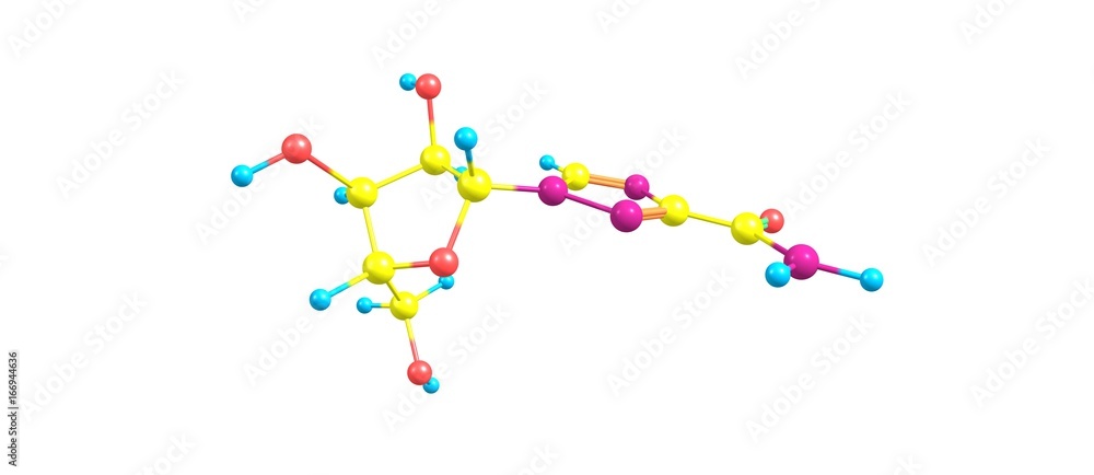 Ribavirin molecular structure isolated on white