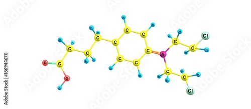 Chlorambucil molecular structure isolated on white photo