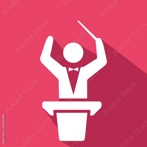 Conductor orchestra. Sound and music icon. Flat design. Vector illustration.