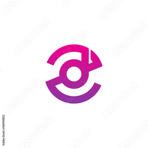 Initial letter zd, dz, d inside z, linked line circle shape logo, purple pink gradient color

