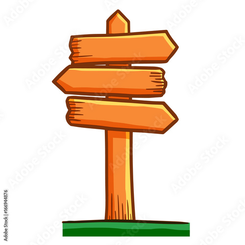 Funny wooden direction sign - vector