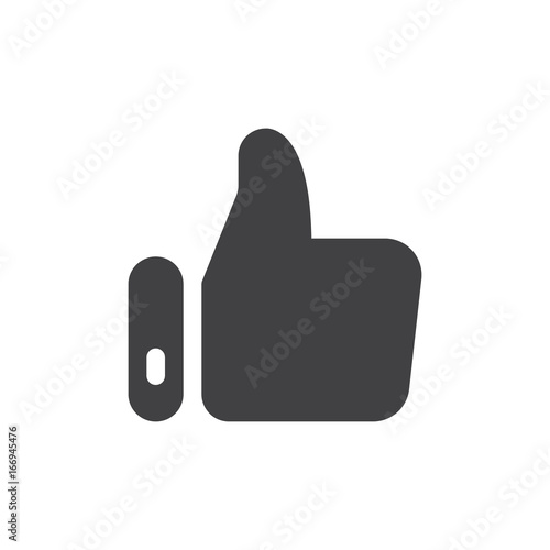 Thumb up simple icon vector, filled flat sign, solid glyph isolated on white. Hand gesture symbol, logo illustration. Pixel perfect vector graphics