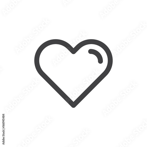 Heart line simple icon, outline vector sign, linear style pictogram isolated on white. Love, favorite symbol, logo illustration. Editable stroke. Pixel perfect vector graphics