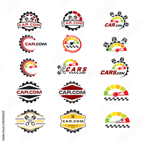 set of logo car garage retro emblems