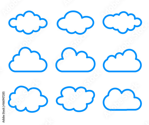 cloud icons set on white background