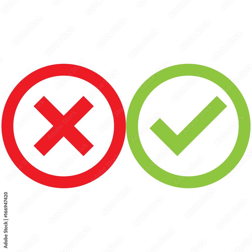 check mark and cross mark, outline, isolated vector check mark and cross mark, outline, isolated vector