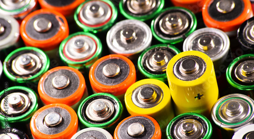 Composition with alkaline batteries. Chemical waste photo