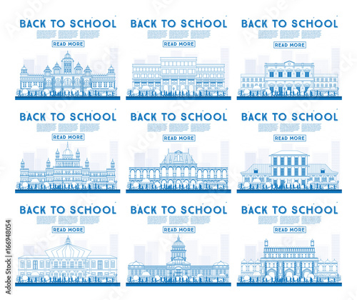 Outline Set of University, High School and College Study Banners.