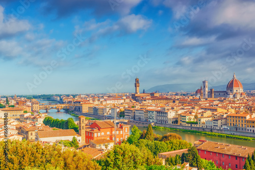 Beautiful landscape above, panorama on historical view of the Florence from  Piazzale Michelangelo point. Morning time. © BRIAN_KINNEY