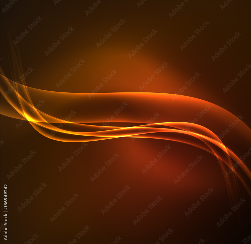 Fototapeta premium Energy lines, glowing waves in the dark, vector abstract background
