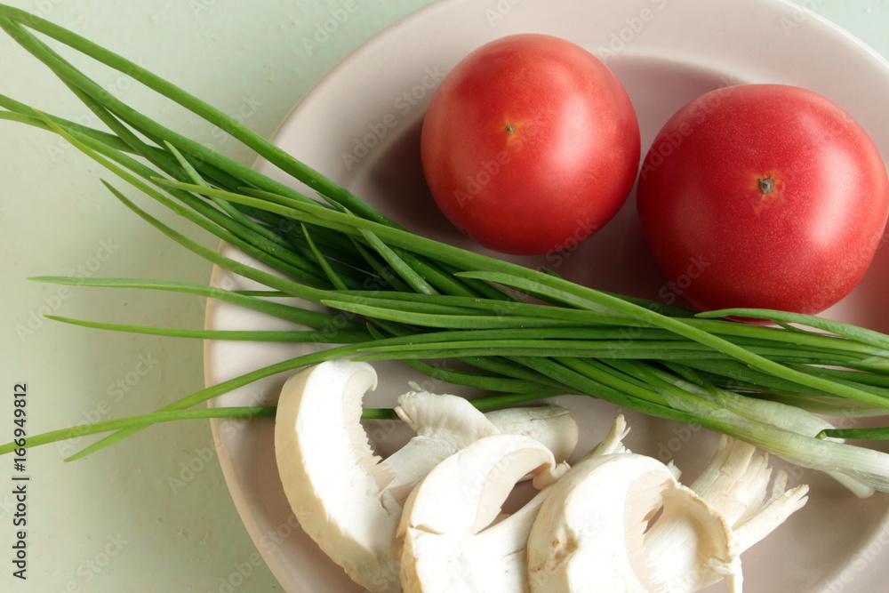 mushrooms,green onions and tomatoes mushrooms,green onions and tomatoes