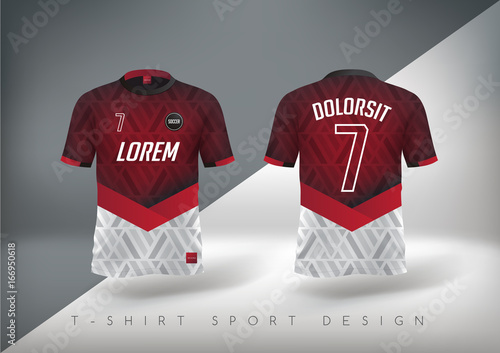 Soccer t-shirt design slim-fitting with round neck. Vector illustration