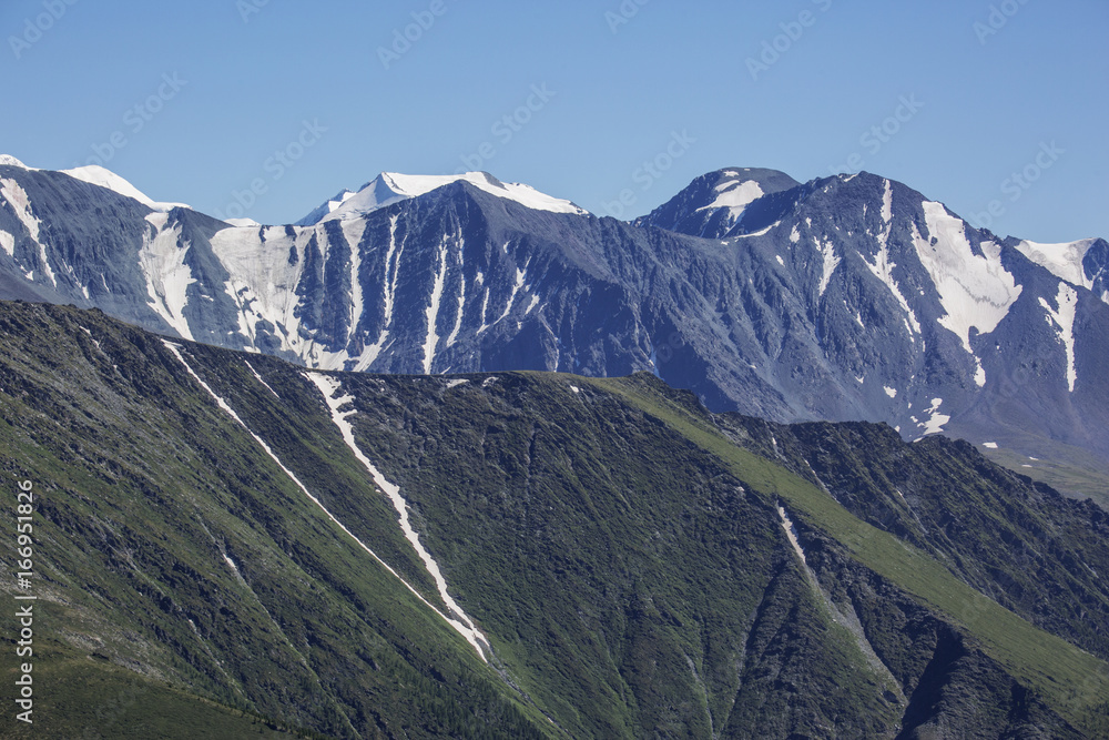 Snowed peaks. Altai Mountains. Russia