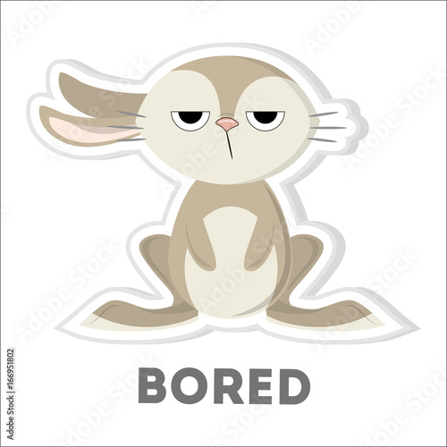 Isolated bored rabbit.