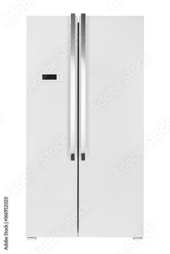 White refrigerator isolated on white background