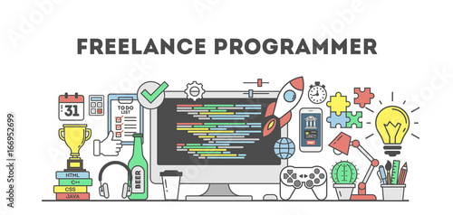 Freelance programmer illustration.
