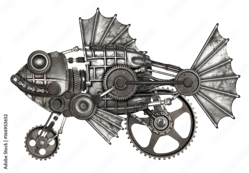 Steampunk style fish. Mechanical animal photo compilation Steampunk style fish. Mechanical animal photo compilation