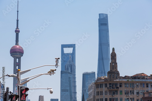 Shanghai business district in daytime,building group of China.