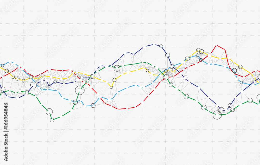 Modern abstract vector illustration with connected dots. Wavy mechanical construction. Complexity of modern analytical systems. Digital representation of informational flow. Element of design. Modern abstract vector illustration with connected dots. Wavy mechanical construction. Complexity of modern analytical systems. Digital representation of informational flow. Element of design.