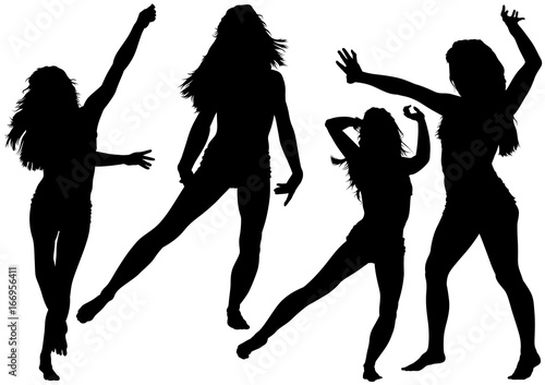 Silhouetted Dancing Young W...