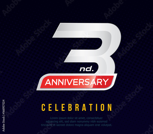 3 years anniversary invitation card, celebration template design, 3nd. anniversary logo, dark blue background, vector illustration
