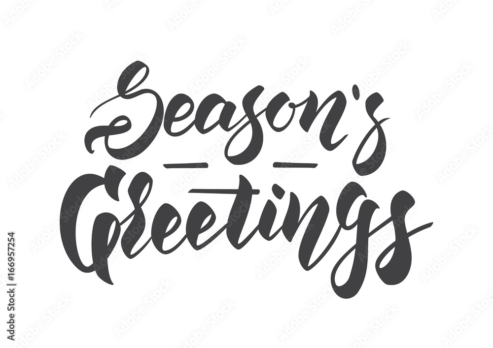 Vector illustration: Handwritten elegant modern brush lettering of Season's Greeting on white background. Vector illustration: Handwritten elegant modern brush lettering of Season's Greeting on white background.
