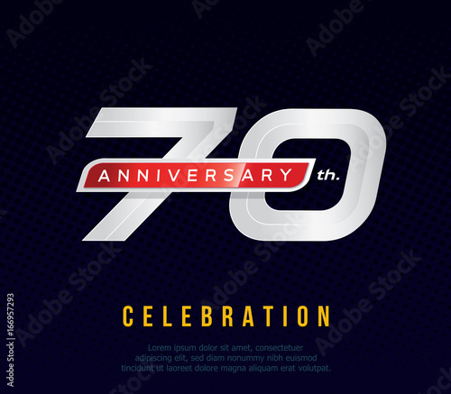 70 years anniversary invitation card, celebration template design, 70th. anniversary logo, dark blue background, vector illustration