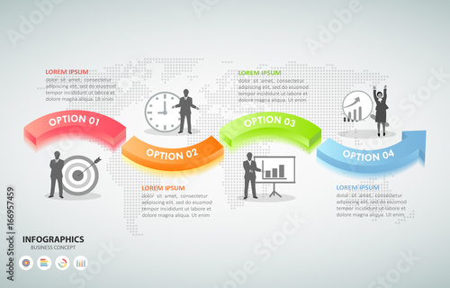 Design infographic template 4 options. Business concept can be used for workflow layout, diagram, number options, timeline, steps, demo infographic