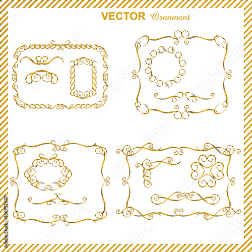 ゴールドメタリックのフレーム クラシカルオーナメント 飾り罫 飾り囲み 囲み罫 Hand Drawn Ribbon Vector Stock Vector Adobe Stock