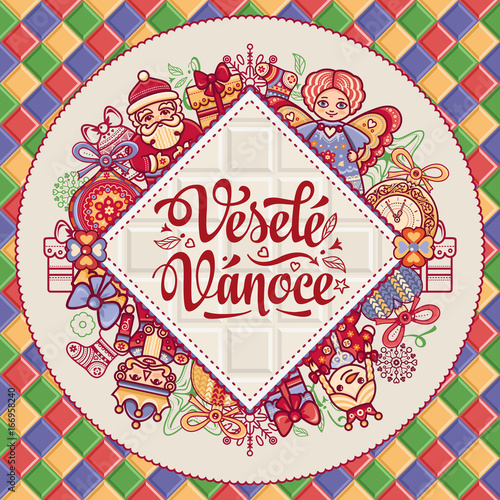 Vesele Vanoce. Vector. Czech language. Warm 