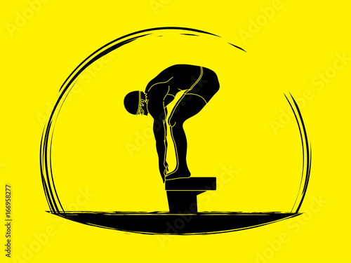 Swimmer prepare to jumping graphic vector