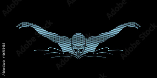 Swimming butterfly, man swimming designed geometric pattern graphic vector