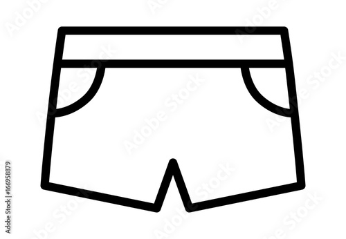 Women's gym shorts or hot pants line art vector icon for fashion apps and websites