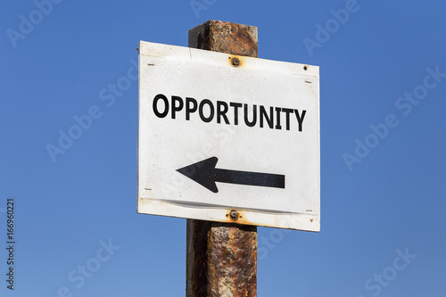 Opportunity word and arrow signpost
